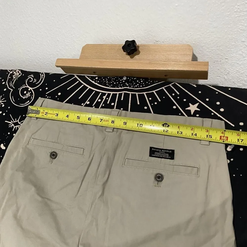 Banana Republic Fulton Chino Pant Mens 32x30 Beige Cotton Skinny Career Stretch